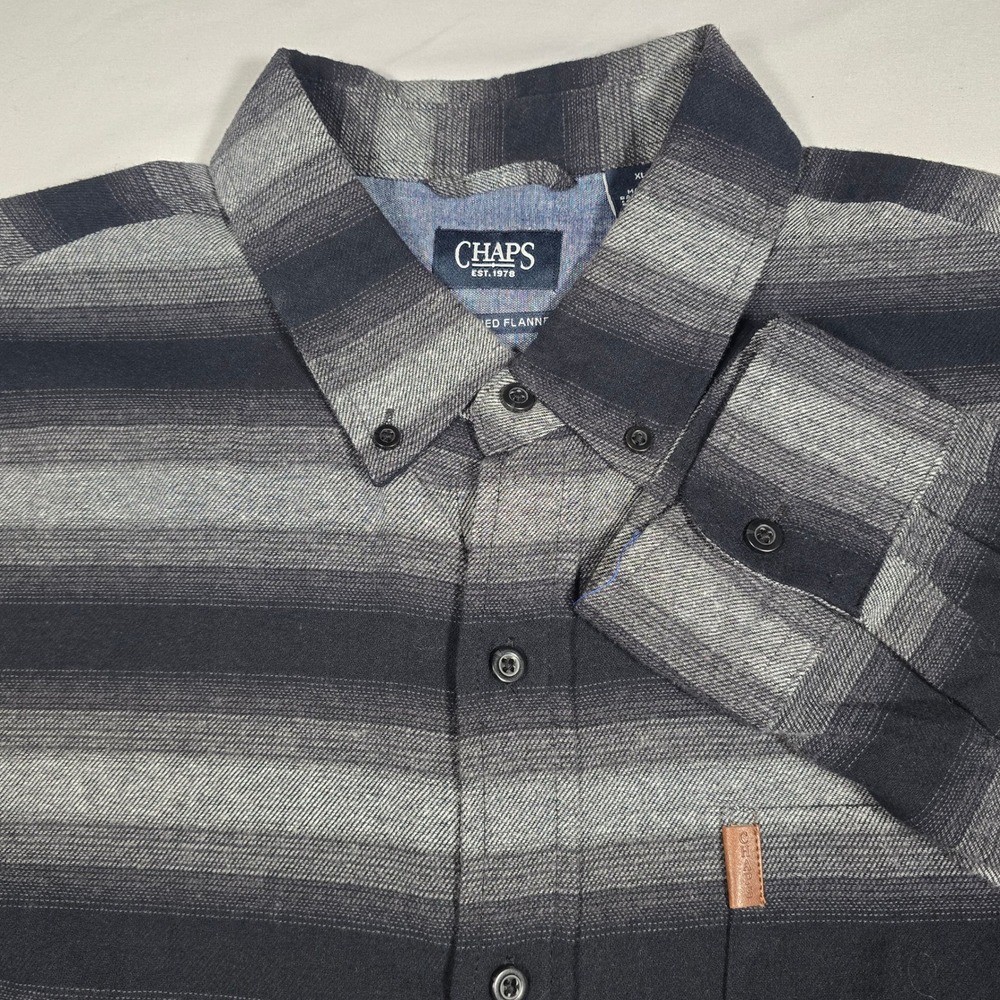 Chaps Brushed Flannel Shirt XL Stripe Button Down Old Money Men's